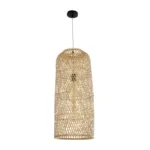 GloboStar® CALERO 01711 Boho Κρεμαστό Φωτιστικό Πλέγμα Μονόφωτο 1 x E27 IP20 Μπεζ Ξύλο - Μ30 x Π30 x Υ70cm - Image 2