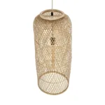 GloboStar® CALERO 01711 Boho Κρεμαστό Φωτιστικό Πλέγμα Μονόφωτο 1 x E27 IP20 Μπεζ Ξύλο - Μ30 x Π30 x Υ70cm - Image 5