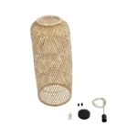GloboStar® CALERO 01711 Boho Κρεμαστό Φωτιστικό Πλέγμα Μονόφωτο 1 x E27 IP20 Μπεζ Ξύλο - Μ30 x Π30 x Υ70cm - Image 8
