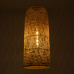 GloboStar® CALERO 01712 Boho Κρεμαστό Φωτιστικό Πλέγμα Μονόφωτο 1 x E27 IP20 Μπεζ Ξύλο - Μ40 x Π40 x Υ90cm - Image 2