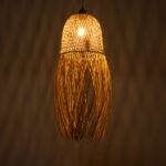 GloboStar® MANILA 01713 Boho Κρεμαστό Φωτιστικό Πλέγμα Μονόφωτο 1 x E27 IP20 Μπεζ Ξύλο - Μ25 x Π25 x Υ60cm - Image 2