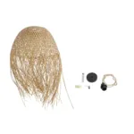GloboStar® MANILA 01714 Boho Κρεμαστό Φωτιστικό Πλέγμα Μονόφωτο 1 x E27 IP20 Μπεζ Ξύλο - Μ45 x Π45 x Υ60cm - Image 10