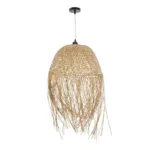 GloboStar® MANILA 01714 Boho Κρεμαστό Φωτιστικό Πλέγμα Μονόφωτο 1 x E27 IP20 Μπεζ Ξύλο - Μ45 x Π45 x Υ60cm - Image 2