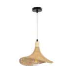 GloboStar® CUBA 01715 Boho Κρεμαστό Φωτιστικό Ανάρτηση Μονόφωτο 1 x E27 IP20 Μπεζ Ξύλο - Μ33 x Π33 x Υ25cm - Image 2