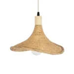 GloboStar® CUBA 01715 Boho Κρεμαστό Φωτιστικό Ανάρτηση Μονόφωτο 1 x E27 IP20 Μπεζ Ξύλο - Μ33 x Π33 x Υ25cm - Image 3