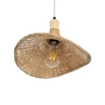 GloboStar® CUBA 01715 Boho Κρεμαστό Φωτιστικό Ανάρτηση Μονόφωτο 1 x E27 IP20 Μπεζ Ξύλο - Μ33 x Π33 x Υ25cm - Image 4