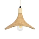 GloboStar® CUBA 01715 Boho Κρεμαστό Φωτιστικό Ανάρτηση Μονόφωτο 1 x E27 IP20 Μπεζ Ξύλο - Μ33 x Π33 x Υ25cm - Image 7