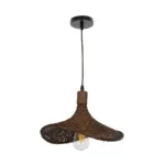 GloboStar® CUBA 01716 Boho Κρεμαστό Φωτιστικό Ανάρτηση Μονόφωτο 1 x E27 IP20 Καφέ Ξύλο - Μ33 x Π33 x Υ25cm - Image 2