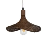 GloboStar® CUBA 01716 Boho Κρεμαστό Φωτιστικό Ανάρτηση Μονόφωτο 1 x E27 IP20 Καφέ Ξύλο - Μ33 x Π33 x Υ25cm - Image 3