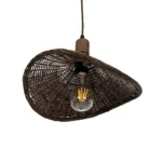 GloboStar® CUBA 01716 Boho Κρεμαστό Φωτιστικό Ανάρτηση Μονόφωτο 1 x E27 IP20 Καφέ Ξύλο - Μ33 x Π33 x Υ25cm - Image 4