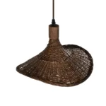 GloboStar® CUBA 01716 Boho Κρεμαστό Φωτιστικό Ανάρτηση Μονόφωτο 1 x E27 IP20 Καφέ Ξύλο - Μ33 x Π33 x Υ25cm - Image 5