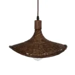 GloboStar® CUBA 01716 Boho Κρεμαστό Φωτιστικό Ανάρτηση Μονόφωτο 1 x E27 IP20 Καφέ Ξύλο - Μ33 x Π33 x Υ25cm - Image 6
