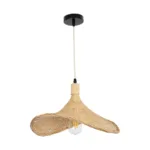 GloboStar® CUBA 01717 Boho Κρεμαστό Φωτιστικό Ανάρτηση Μονόφωτο 1 x E27 IP20 Μπεζ Ξύλο - Μ43 x Π43 x Y30cm - Image 2