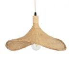 GloboStar® CUBA 01717 Boho Κρεμαστό Φωτιστικό Ανάρτηση Μονόφωτο 1 x E27 IP20 Μπεζ Ξύλο - Μ43 x Π43 x Y30cm - Image 3