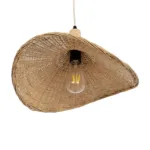 GloboStar® CUBA 01717 Boho Κρεμαστό Φωτιστικό Ανάρτηση Μονόφωτο 1 x E27 IP20 Μπεζ Ξύλο - Μ43 x Π43 x Y30cm - Image 4