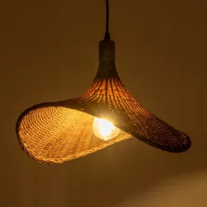 GloboStar® CUBA 01718 Boho Κρεμαστό Φωτιστικό Ανάρτηση Μονόφωτο 1 x E27 IP20 Καφέ Ξύλο - Μ43 x Π43 x Y30cm