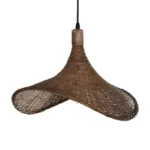 GloboStar® CUBA 01718 Boho Κρεμαστό Φωτιστικό Ανάρτηση Μονόφωτο 1 x E27 IP20 Καφέ Ξύλο - Μ43 x Π43 x Y30cm - Image 3