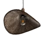 GloboStar® CUBA 01718 Boho Κρεμαστό Φωτιστικό Ανάρτηση Μονόφωτο 1 x E27 IP20 Καφέ Ξύλο - Μ43 x Π43 x Y30cm - Image 4