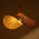 GloboStar® CUBA 01719 Boho Κρεμαστό Φωτιστικό Ανάρτηση Μονόφωτο 1 x E27 IP20 Μπεζ Ξύλο - Μ53 x Π53 x Υ30cm