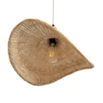 GloboStar® CUBA 01719 Boho Κρεμαστό Φωτιστικό Ανάρτηση Μονόφωτο 1 x E27 IP20 Μπεζ Ξύλο - Μ53 x Π53 x Υ30cm - Image 4