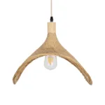 GloboStar® CUBA 01719 Boho Κρεμαστό Φωτιστικό Ανάρτηση Μονόφωτο 1 x E27 IP20 Μπεζ Ξύλο - Μ53 x Π53 x Υ30cm - Image 7
