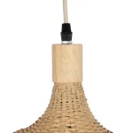 GloboStar® CUBA 01719 Boho Κρεμαστό Φωτιστικό Ανάρτηση Μονόφωτο 1 x E27 IP20 Μπεζ Ξύλο - Μ53 x Π53 x Υ30cm - Image 8