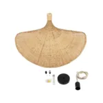 GloboStar® CUBA 01721 Boho Κρεμαστό Φωτιστικό Ανάρτηση Μονόφωτο 1 x E27 IP20 Μπεζ Ξύλο - Μ63 x Π63 x Υ32cm - Image 10