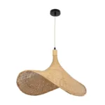 GloboStar® CUBA 01721 Boho Κρεμαστό Φωτιστικό Ανάρτηση Μονόφωτο 1 x E27 IP20 Μπεζ Ξύλο - Μ63 x Π63 x Υ32cm - Image 2