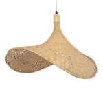 GloboStar® CUBA 01721 Boho Κρεμαστό Φωτιστικό Ανάρτηση Μονόφωτο 1 x E27 IP20 Μπεζ Ξύλο - Μ63 x Π63 x Υ32cm - Image 3