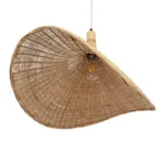 GloboStar® CUBA 01721 Boho Κρεμαστό Φωτιστικό Ανάρτηση Μονόφωτο 1 x E27 IP20 Μπεζ Ξύλο - Μ63 x Π63 x Υ32cm - Image 4
