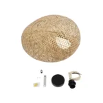 GloboStar® CARIBBEAN 01723 Boho Κρεμαστό Φωτιστικό Ανάρτηση Μονόφωτο 1 x E27 IP20 Μπεζ Ξύλο - Μ45 x Π45 x Υ24cm - Image 9