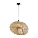 GloboStar® CARIBBEAN 01723 Boho Κρεμαστό Φωτιστικό Ανάρτηση Μονόφωτο 1 x E27 IP20 Μπεζ Ξύλο - Μ45 x Π45 x Υ24cm - Image 2