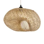 GloboStar® CARIBBEAN 01723 Boho Κρεμαστό Φωτιστικό Ανάρτηση Μονόφωτο 1 x E27 IP20 Μπεζ Ξύλο - Μ45 x Π45 x Υ24cm - Image 3