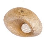 GloboStar® CARIBBEAN 01724 Boho Κρεμαστό Φωτιστικό Ανάρτηση Μονόφωτο 1 x E27 IP20 Μπεζ Ξύλο - Μ60 x Π60 x Υ38cm
