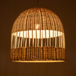 GloboStar® LUCIA 01725 Boho Κρεμαστό Φωτιστικό Πλέγμα Μονόφωτο 1 x E27 IP20 Μπεζ Ξύλο - Μ40 x Π40 x Y34cm - Image 2