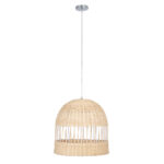 GloboStar® LUCIA 01725 Boho Κρεμαστό Φωτιστικό Πλέγμα Μονόφωτο 1 x E27 IP20 Μπεζ Ξύλο - Μ40 x Π40 x Y34cm - Image 3