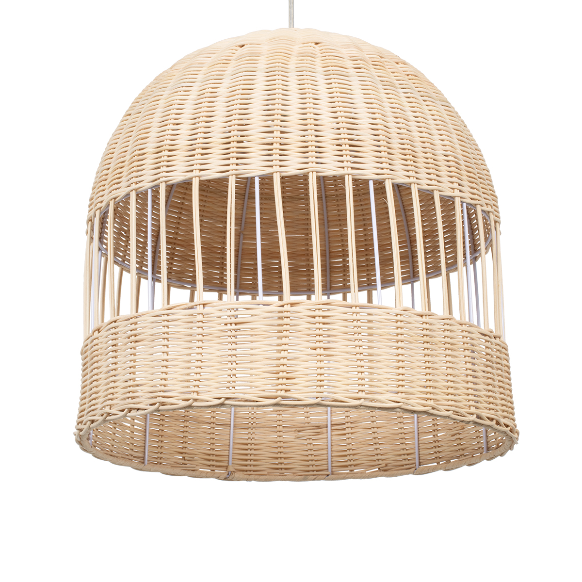 GloboStar® LUCIA 01725 Boho Κρεμαστό Φωτιστικό Πλέγμα Μονόφωτο 1 x E27 IP20 Μπεζ Ξύλο - Μ40 x Π40 x Y34cm - Image 5