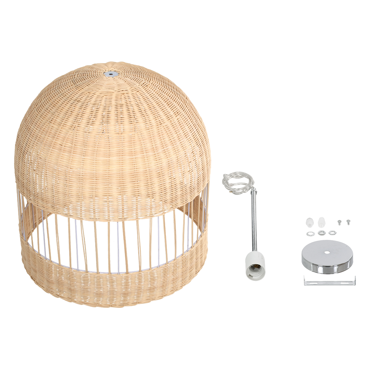 GloboStar® LUCIA 01726 Boho Κρεμαστό Φωτιστικό Πλέγμα Μονόφωτο 1 x E27 IP20 Μπεζ Ξύλο - Μ60 x Π60 x Y60cm - Image 10