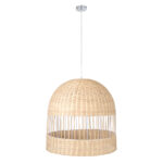 GloboStar® LUCIA 01726 Boho Κρεμαστό Φωτιστικό Πλέγμα Μονόφωτο 1 x E27 IP20 Μπεζ Ξύλο - Μ60 x Π60 x Y60cm - Image 3