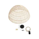 GloboStar® COMORES 01728 Boho Κρεμαστό Φωτιστικό Πλέγμα Μονόφωτο 1 x E27 IP20 Μπεζ Ξύλο - Μ60 x Π60 x Y29cm - Image 9
