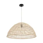 GloboStar® COMORES 01728 Boho Κρεμαστό Φωτιστικό Πλέγμα Μονόφωτο 1 x E27 IP20 Μπεζ Ξύλο - Μ60 x Π60 x Y29cm - Image 2