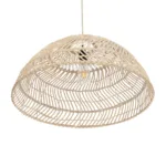 GloboStar® COMORES 01728 Boho Κρεμαστό Φωτιστικό Πλέγμα Μονόφωτο 1 x E27 IP20 Μπεζ Ξύλο - Μ60 x Π60 x Y29cm - Image 4