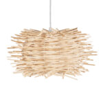 GloboStar® MINORCA 01729 Boho Κρεμαστό Φωτιστικό Ανάρτηση Μονόφωτο 1 x E27 IP20 Μπεζ Ξύλο - Μ30 x Π30 x Υ18cm - Image 4