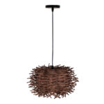 GloboStar® MINORCA 01732 Boho Κρεμαστό Φωτιστικό Ανάρτηση Μονόφωτο 1 x E27 IP20 Καφέ Ξύλο - Μ30 x Π30 x Y18cm - Image 3