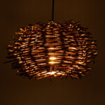GloboStar® MINORCA 01733 Boho Κρεμαστό Φωτιστικό Ανάρτηση Μονόφωτο 1 x E27 IP20 Καφέ Ξύλο - Μ35 x Π35 x Y23cm - Image 2