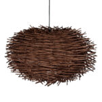 GloboStar® MINORCA 01734 Boho Κρεμαστό Φωτιστικό Ανάρτηση Μονόφωτο 1 x E27 IP20 Καφέ Ξύλο - Μ60 x Π60 x Y35cm - Image 6