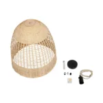 GloboStar® BORA-BORA 01735 Boho Κρεμαστό Φωτιστικό Καμπάνα Μονόφωτο 1 x E27 IP20 Μπεζ Ξύλο - Μ42 x Π42 x Y44cm - Image 10