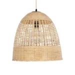 GloboStar® BORA-BORA 01735 Boho Κρεμαστό Φωτιστικό Καμπάνα Μονόφωτο 1 x E27 IP20 Μπεζ Ξύλο - Μ42 x Π42 x Y44cm - Image 3