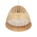 GloboStar® BORA-BORA 01735 Boho Κρεμαστό Φωτιστικό Καμπάνα Μονόφωτο 1 x E27 IP20 Μπεζ Ξύλο - Μ42 x Π42 x Y44cm - Image 4