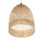 GloboStar® BORA-BORA 01735 Boho Κρεμαστό Φωτιστικό Καμπάνα Μονόφωτο 1 x E27 IP20 Μπεζ Ξύλο - Μ42 x Π42 x Y44cm - Image 5
